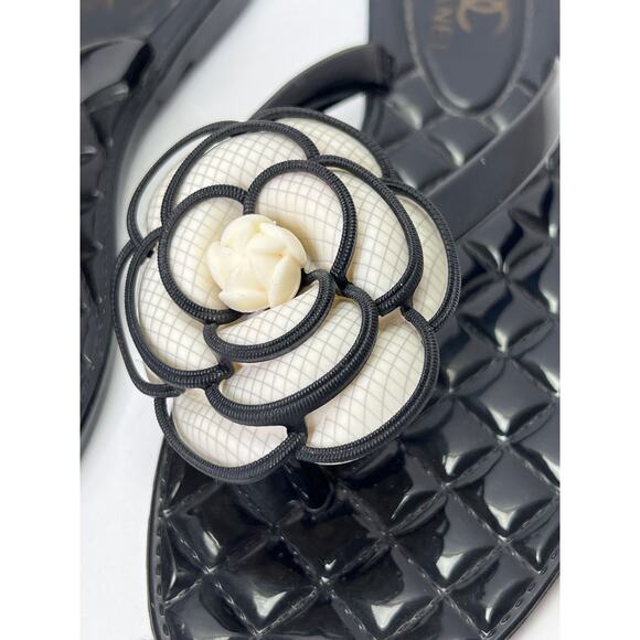 Authentic Chanel Flower Camellia Sandals 37 - Picture 2 of 6
